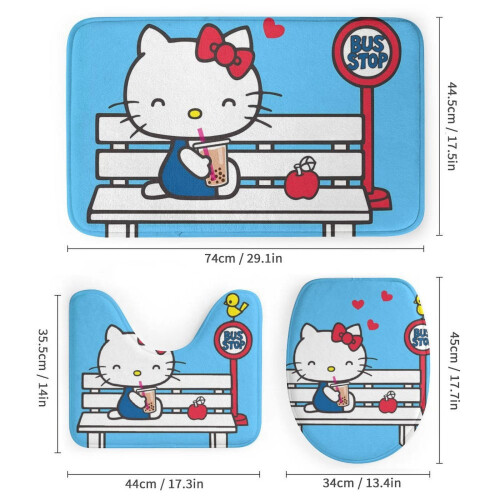 Hello Kitty Duschvorhang-Set mit rutschfester Badematte und 2
