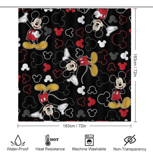 Σετ κουρτινών μπάνιου Mickey family με αντιολισθητικό χαλάκι μπάνιου και 1