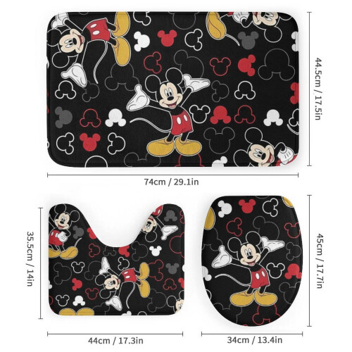 Σετ κουρτινών μπάνιου Mickey family με αντιολισθητικό χαλάκι μπάνιου και 2
