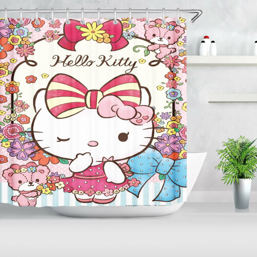Ensemble de salle de bain Hello Kitty pour enfants avec pare-douche et 1