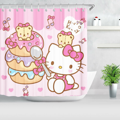 Ensemble de salle de bain Hello Kitty pour enfants avec pare-douche et 2