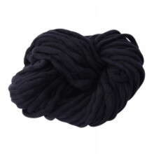 Prettyui-Fashion Strickwolle, Kammzug, Häkeln, DIY, superweiche, dicke Merinowolle, Riesengarn zum Stricken, Häkeln, Teppichen oder Mützen, schwarz