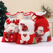 Sacs cadeaux de Noël à cordon, motifs Père Noël/Bonhomme de neige/Ran, pour cadeaux et friandises de fête.
