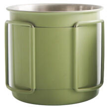 Campingmugg i rostfritt stål Campingmugg med lägereld och handtag Hopfällbar stor rostfri kopp