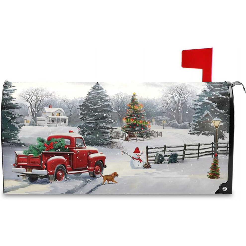 Red Truck Snowman Magnetic Mailbox Cover 21X18 Inch 928028828683