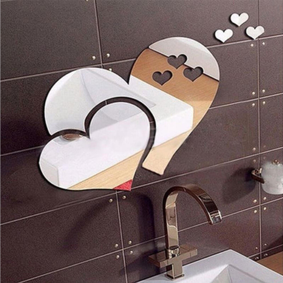 Love Hearts Wall Decal 3D Mirror Style Removable 928028832345