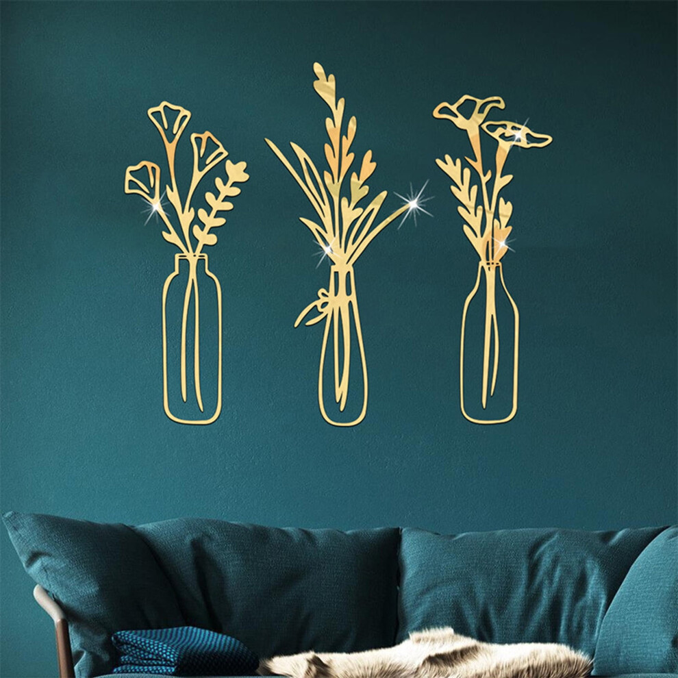 Vase Mirror Wall Stickers For Living Room Kitchen 3D 928028826481