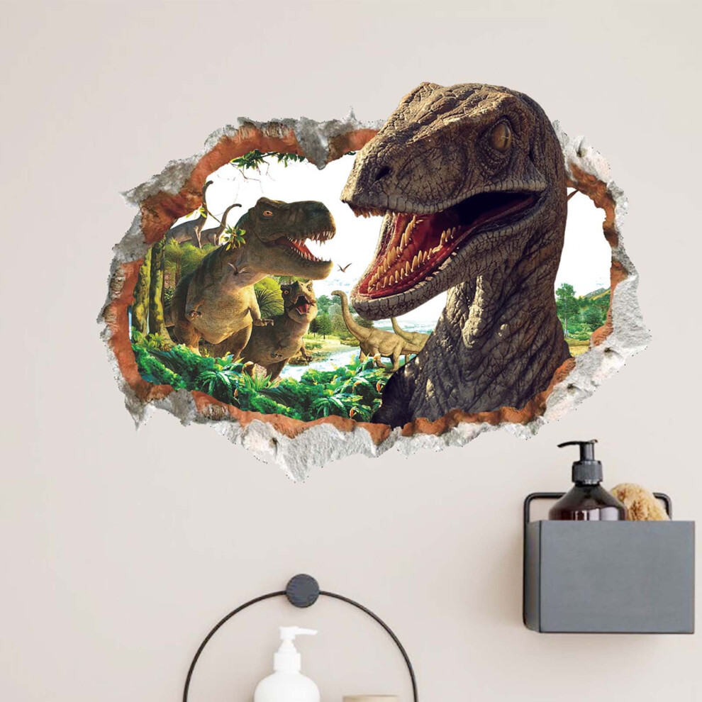 Dinosaur Wall Decal 3D Broken Wall Sticker 1 Piece 928028826214