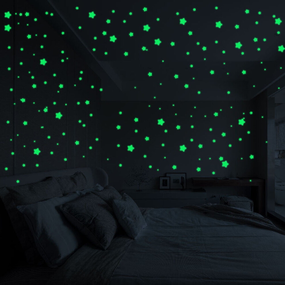 3D Glow-In-The-Dark Star Wall Decals 12 Pcs 928028826276