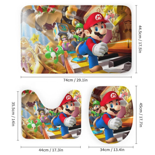 Σετ κουρτίνας ντους Mario με αντιολισθητικό χαλάκι μπάνιου και τουαλέτα 2