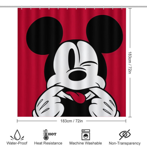 Σετ κουρτινών μπάνιου Mickey family με αντιολισθητικά χαλιά 4 τεμάχια 1