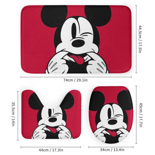 Σετ κουρτινών μπάνιου Mickey family με αντιολισθητικά χαλιά 4 τεμάχια 2