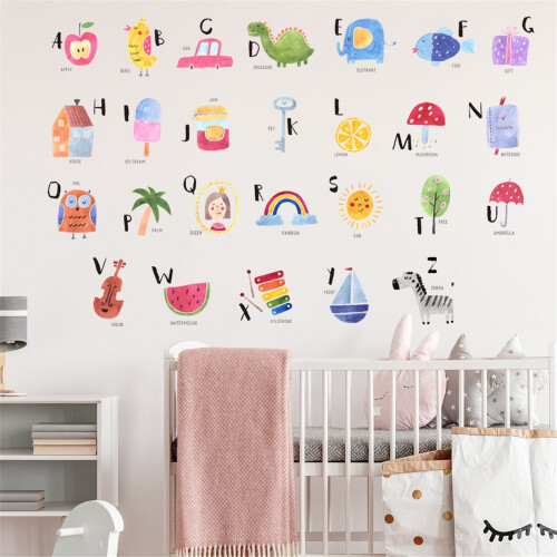 Wall Decals Animal Fruit Alphabet Kids 1 Set