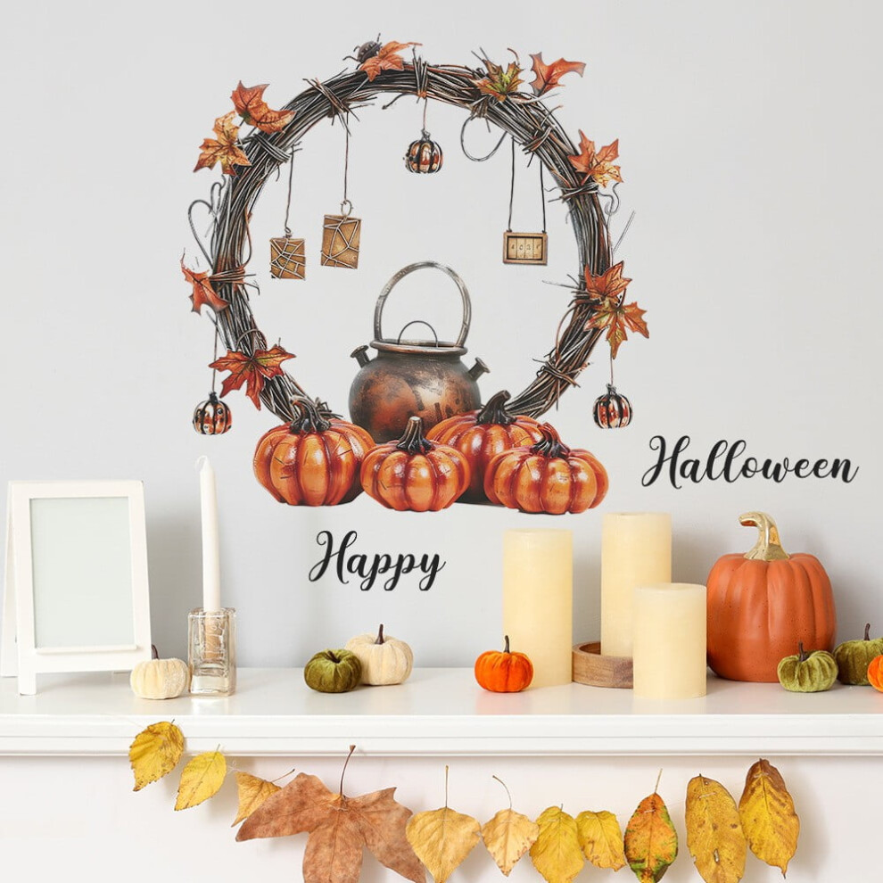 Halloween Pumpkin Wreath Artificial Decor 12 Inches 928028826535