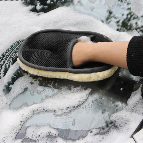 Lambswool car washing glove deep pile 1 piece 1