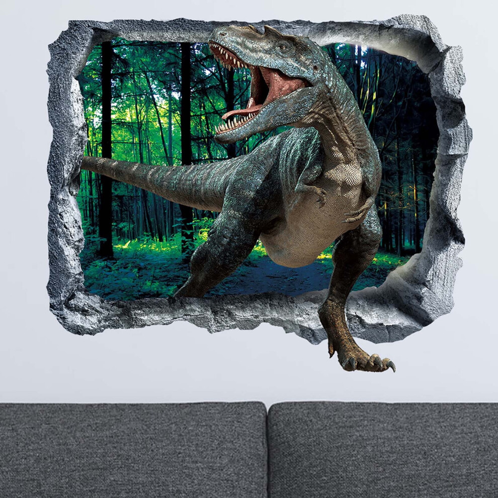 Dinosaur Wall Decal 3D Broken Wall Sticker 1 Piece 928028832628