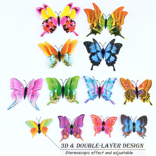 Adesivi murali magnetici 3D a forma di farfalla, 24 pezzi 2