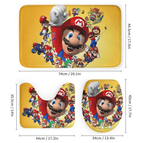 Σετ κουρτίνας ντους Mario με αντιολισθητικό χαλάκι μπάνιου και τουαλέτα 2