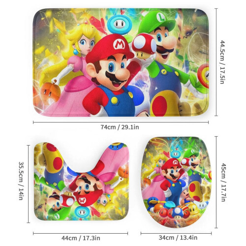 Σετ κουρτίνας ντους Mario με αντιολισθητικό χαλάκι μπάνιου και τουαλέτα 2