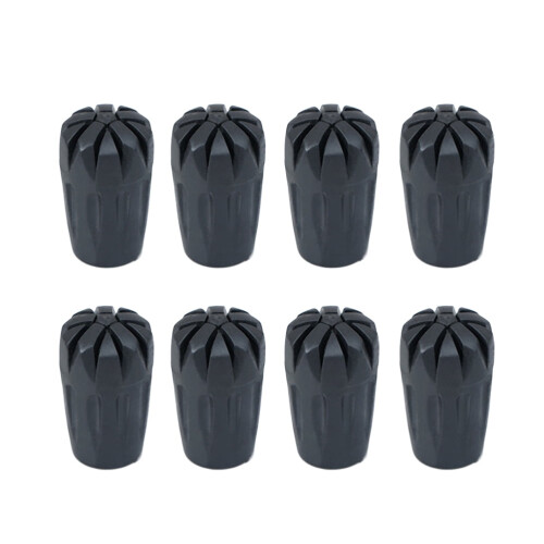 Rubber Trekking Cane Tips 8pcs Black