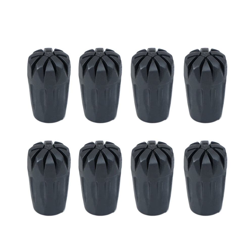 Rubber Trekking Pole Tips Black 8pcs