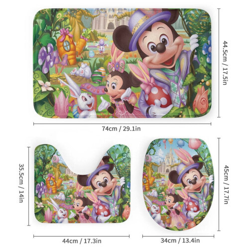 Ensemble rideau de douche Mickey avec tapis de bain antidérapant et 2