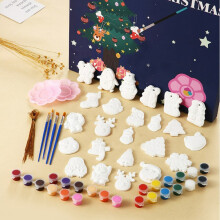 Christmas tree coloring set with gypsum base and acrylic