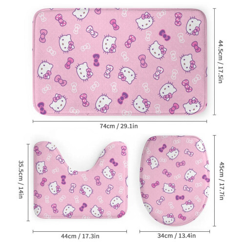 Ensemble rideau de douche Hello Kitty avec baignoire antidérapante 2