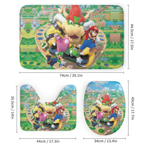 Σετ κουρτίνας ντους Mario με αντιολισθητικό χαλάκι μπάνιου και τουαλέτα 2