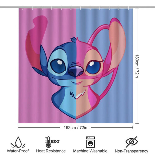 Σετ Κουρτινών Μπάνιου Stitch Family Μαύρες 72x72in4 τεμάχια 1