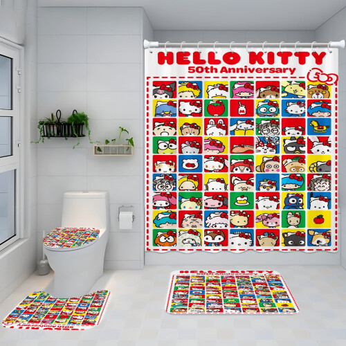 Set di tende da doccia Hello Kitty Sanrio, 4 pezzi 2