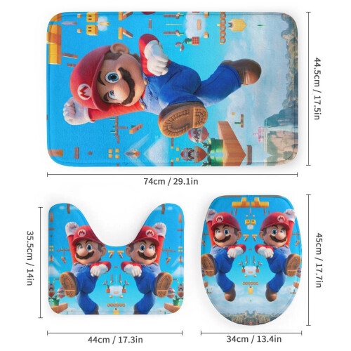 Σετ κουρτίνας ντους Mario με αντιολισθητικό χαλάκι μπάνιου και τουαλέτα 2