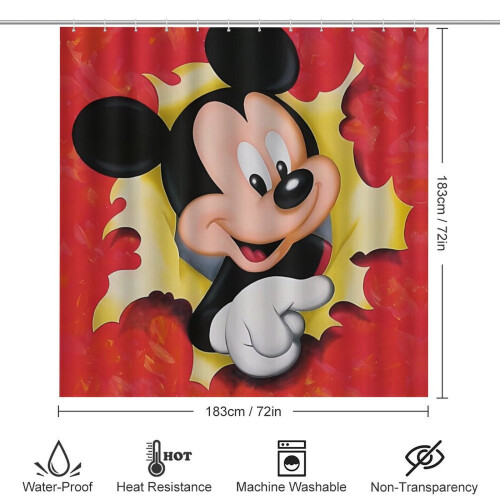 Ensemble rideau de douche Mickey Mouse Famille 4 pièces 1
