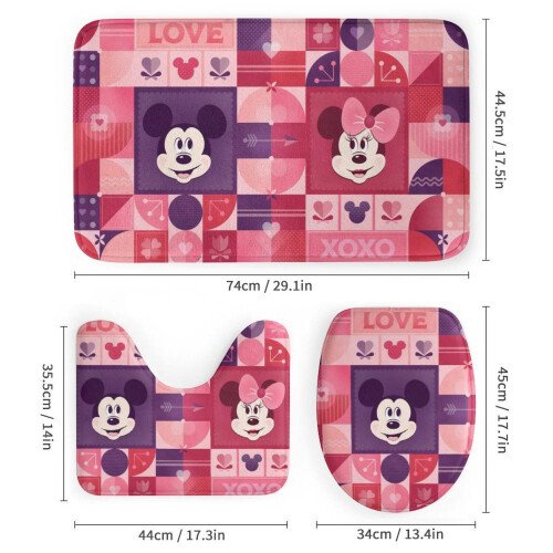 Ensemble rideau de douche Mickey avec tapis de bain antidérapant et 2