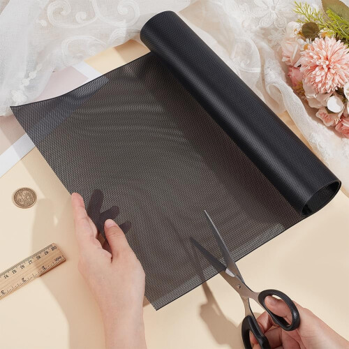Φύλλο πλέγματος PVC μαύρο ορθογώνιο 992x300x0.45mm τρύπα 1mm 2