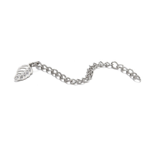 Stainless Steel Chain Extender with Leaf Pendant 60mm 1