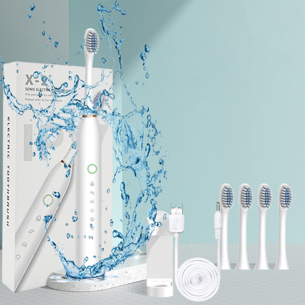 Electric Toothbrush with 4 Brush Heads and 6 Speeds