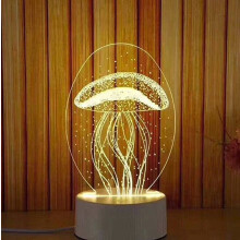 Xubond Jule LED-stripelys 3D USB akryl nattlys LED-bord skrivebord soveromsdekor gave varm hvit lampe hjemdekor LED-lys