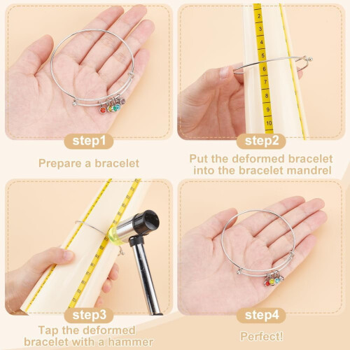 Bracelet Mandrel Set with Mallet, Polishing Cloth, and Sizer 2