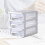 Gatuida bureau-organizer, transparant plastic, wit, 3 lades 2