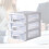 Gatuida bureau-organizer, transparant plastic, wit, 3 lades 3