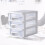 Gatuida bureau-organizer, transparant plastic, wit, 3 lades 5