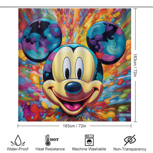 Σετ κουρτινών μπάνιου Mickey family με αντιολισθητικό χαλάκι μπάνιου και 1