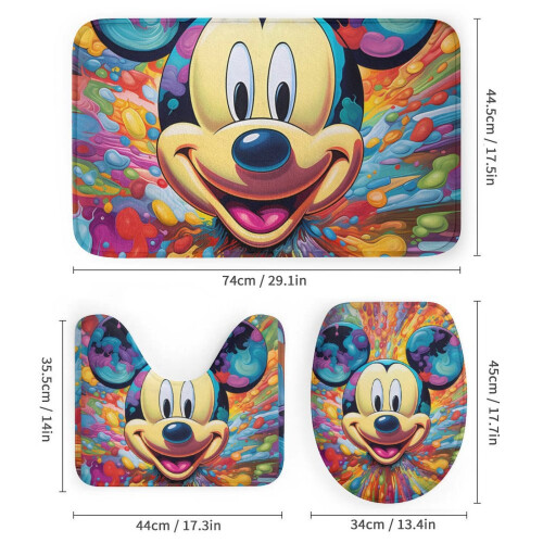 Σετ κουρτινών μπάνιου Mickey family με αντιολισθητικό χαλάκι μπάνιου και 2