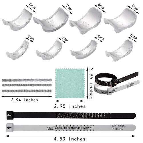 Ring Sizer Kit Plastic Spring Coil Silver Cloth UK Sizes 1