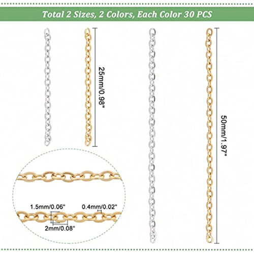 Stainless Steel Cable Chain Ends 120 pcs 2