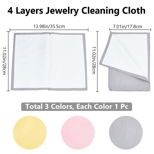 Silver Polishing Cloth 4-Layer 28x17.8cm 3 pcs 1