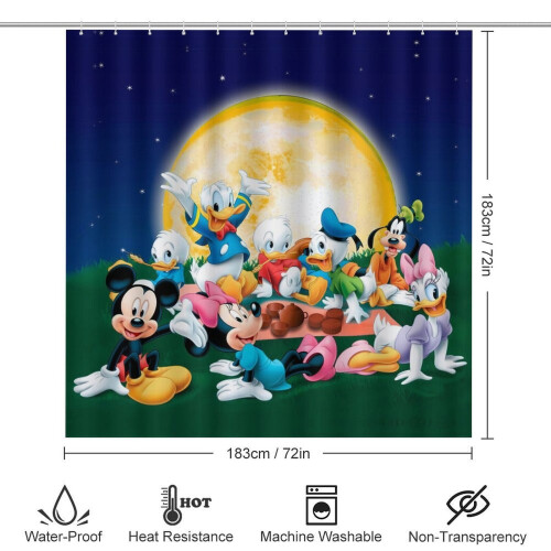 Σετ κουρτινών μπάνιου Mickey family με αντιολισθητικό χαλάκι μπάνιου και 1