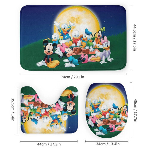 Σετ κουρτινών μπάνιου Mickey family με αντιολισθητικό χαλάκι μπάνιου και 2