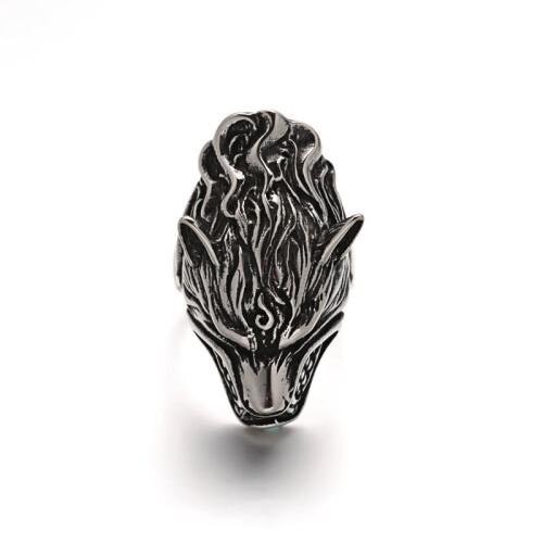 Wolf Personalized Retro Men's Stainless Steel Ring Set 5 pcs 1